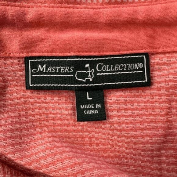 Masters Collection‎ Men's Knit Checkered Pima Cotton Polo Shirt Pink Size Large - Picture 5 of 8